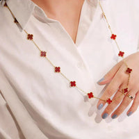 [Luxora]CLOVER 20 MOTIFS CARNELIAN NECKLACE