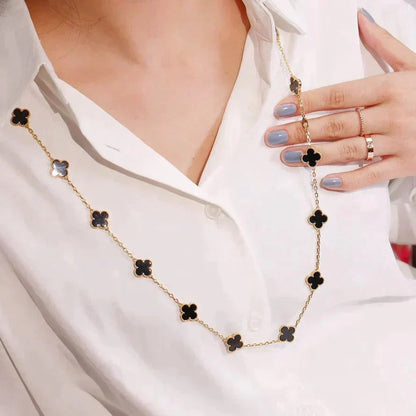 [Luxora]CLOVER 20 MOTIFS ONYX NECKLACE