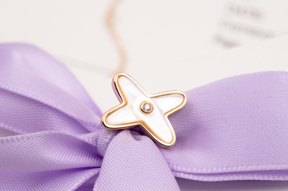 [Luxora]JEUX DE WHITE MOP PINK GOLD DIAMOND EARRINGS