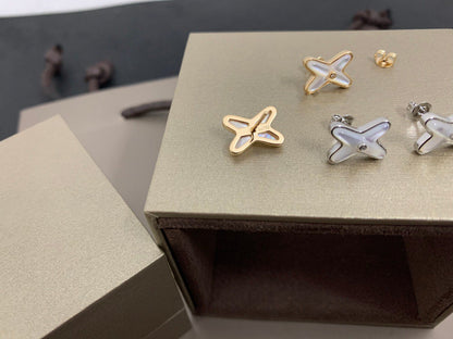 [Luxora]JEUX DE WHITE MOP シルバー ダイヤモンド イヤリング