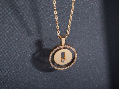 [LUXE]LUCKY MOVE PM NECKLACE PINK GOLD DIAMOND