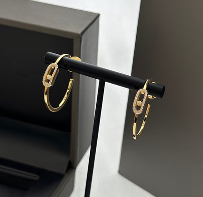 [LUXE]CREOLES MOVE UNO PM DIAMOND EARRINGS
