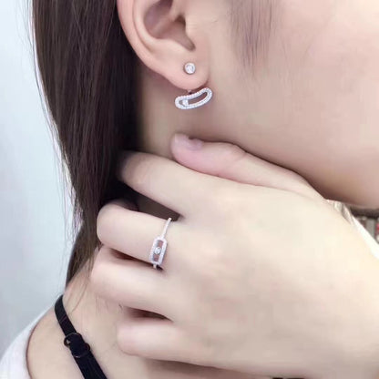 [LUXE]MOVE UNO SILVER DIAMOND EARRINGS