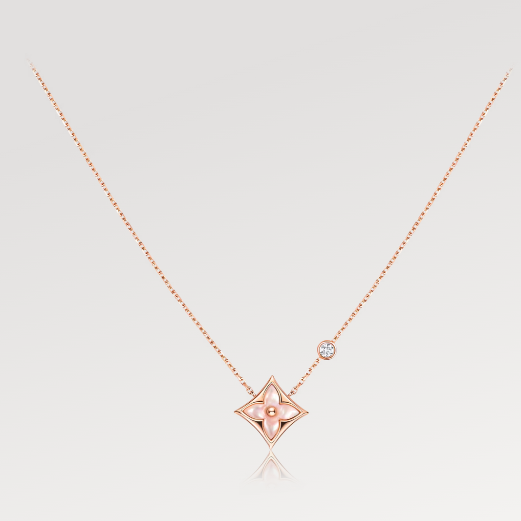 [Luxora]STAR PINK MOP 1 DIAMOND PINK GOLD NECKLACE