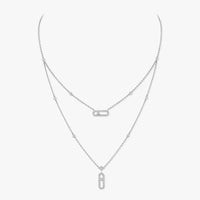 [Loxura]2 Rows Rose Gold Diamond Pave_ Necklace Move Uno
