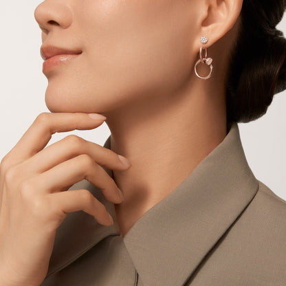 [Luxora]JUSTE HALF DIAMOND DOUBLE EARRINGS