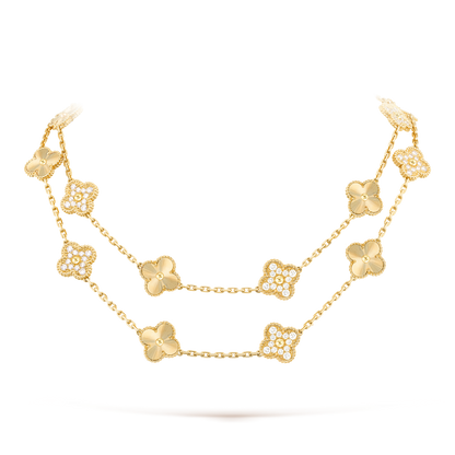 [Luxora]CLOVER 20 MOTIFS LASER DIAMOND NECKLACE