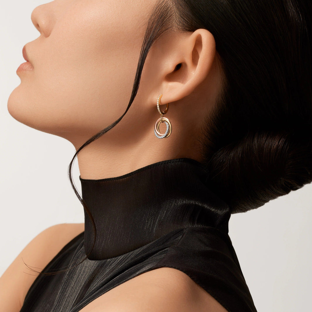 [Luxora]TRINITY HALF DIAMOND  EARRINGS