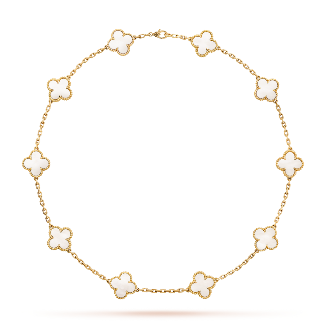 [Luxora]CLOVER 10 MOTIFS WHITE MOTHER OF PEARL NECKLACE
