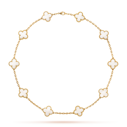 [Luxora]CLOVER 10 MOTIFS WHITE MOTHER OF PEARL NECKLACE