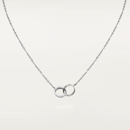 [Luxora]LOVE DOUBLE RING HALF DIAMOND NECKLACE