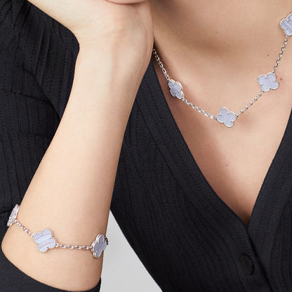 [Luxora]CLOVER 10 MOTIFS BLUE CHALCEDONY NECKLACE