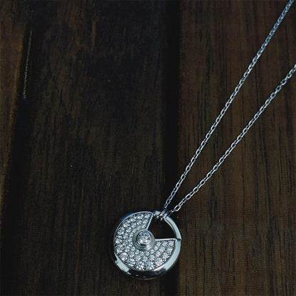 [Luxora]AMULETTE SILVER FULL DIAMOND NECKLACE