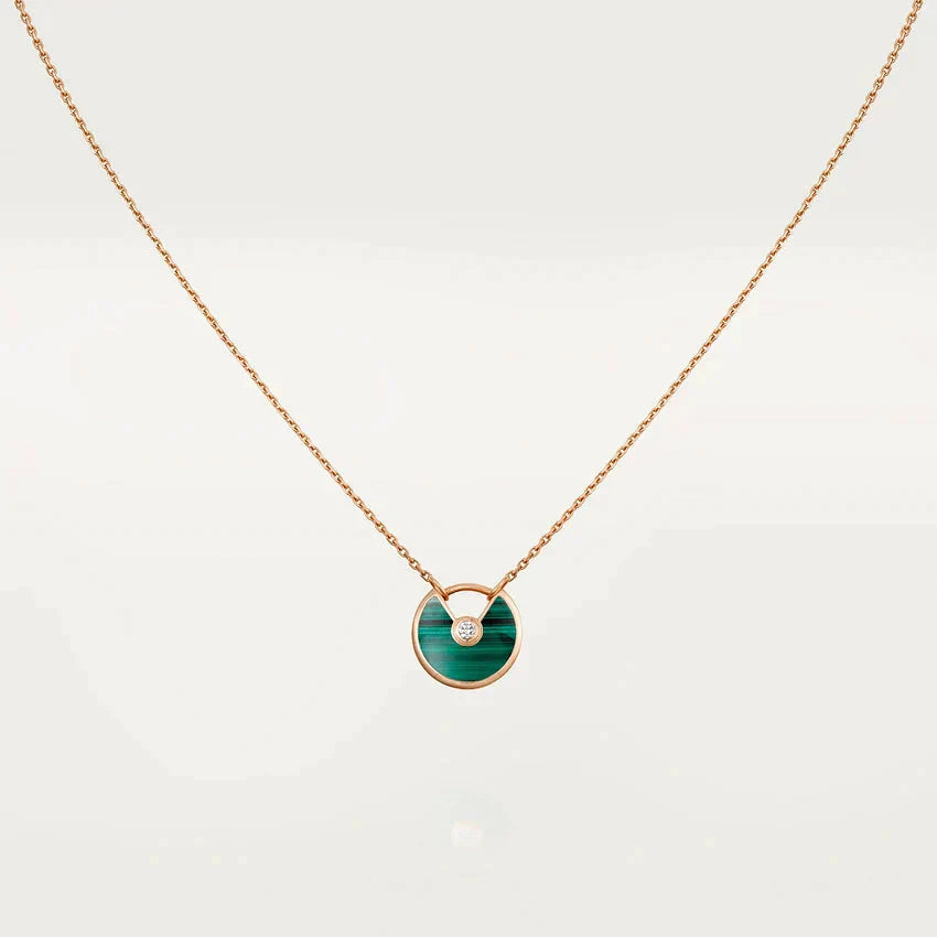 [Luxora]AMULETTE ROSE GOLD MALACHITE NECKLACE