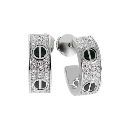 [Luxora]LOVE CERAMIC DIAMOND PAVED SILVER EARRINGS