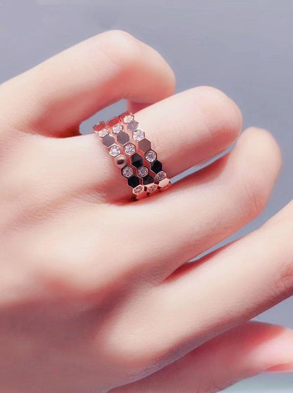 [Luxora]BEE LOVE RING ROSA GOLD DIAMANT