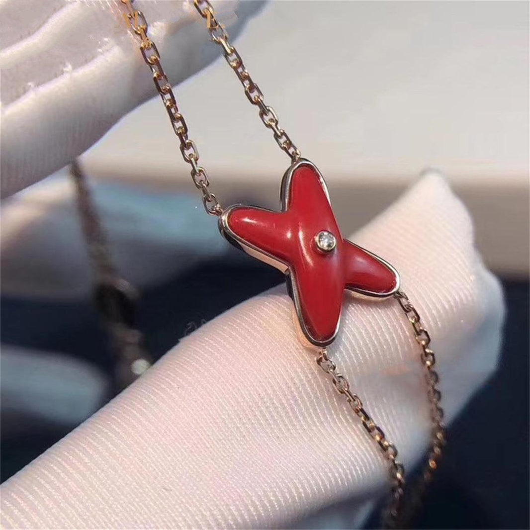 [Luxora]JEUX BRACELET CARNELIAN PINK GOLD 1 DIAMOND