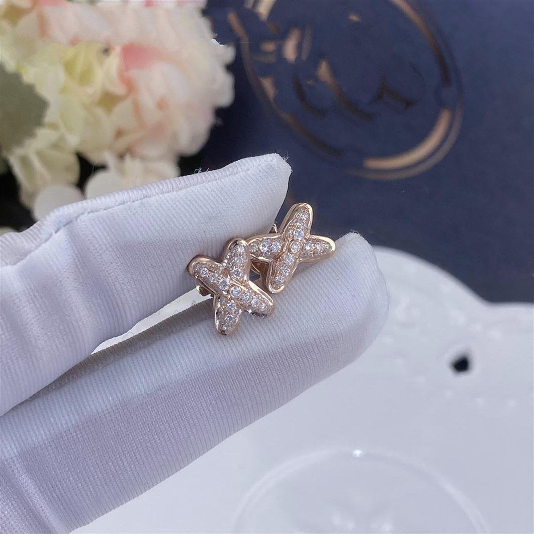 [Luxora]ピンクゴールド ダイヤモンド イヤリング