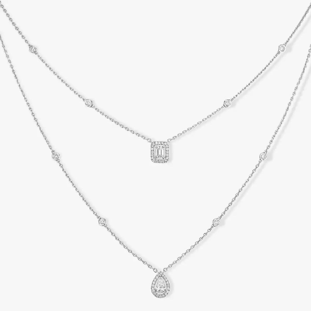[Loxura]Diamond Necklace My Twin 2 Rows
