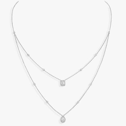 [Loxura]Diamond Necklace My Twin 2 Rows