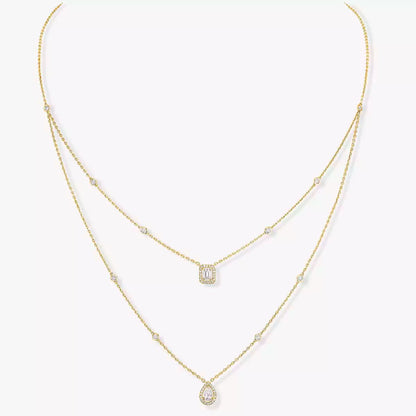 [Loxura]Diamond Necklace My Twin 2 Rows