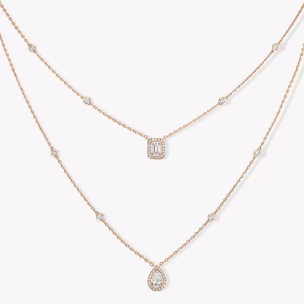 [Loxura]Diamond Necklace My Twin 2 Rows