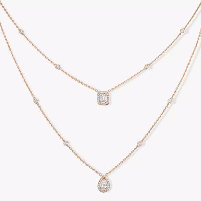 [Loxura]Diamond Necklace My Twin 2 Rows
