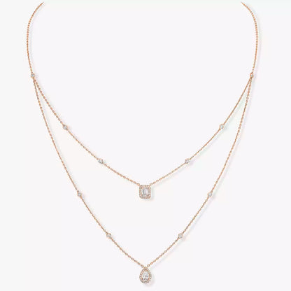 [Loxura]Diamond Necklace My Twin 2 Rows