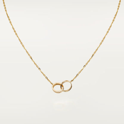 [Luxora]LOVE DOUBLE RING HALF DIAMOND NECKLACE