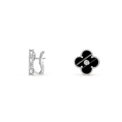 [Luxora]CLOVER SILVER 15MM MOP DIAMOND EARRINGS COLLECTION