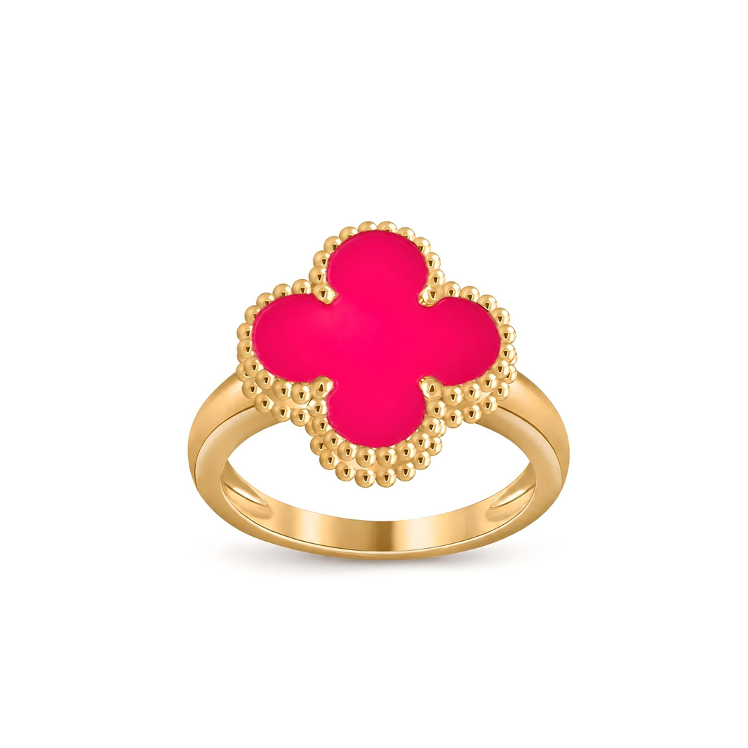 [Loxura]NEW CLOVER PINK ENAMEL RINGS