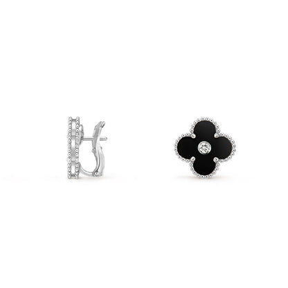 [Luxora]CLOVER SILVER 15MM MOP DIAMOND EARRINGS COLLECTION