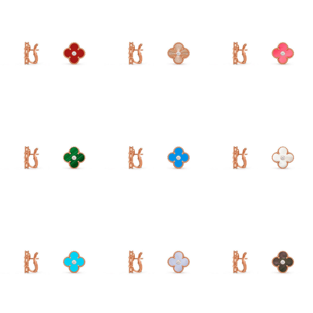 [Luxora]CLOVER 15MM MOP DIAMOND EARRINGS COLLECTION