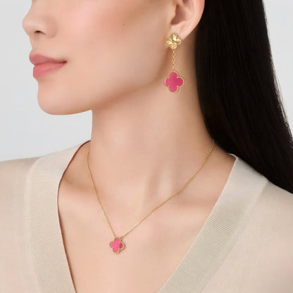 [Loxura] NEW CLOVER 15MM PINK ENAMEL NECKLACE