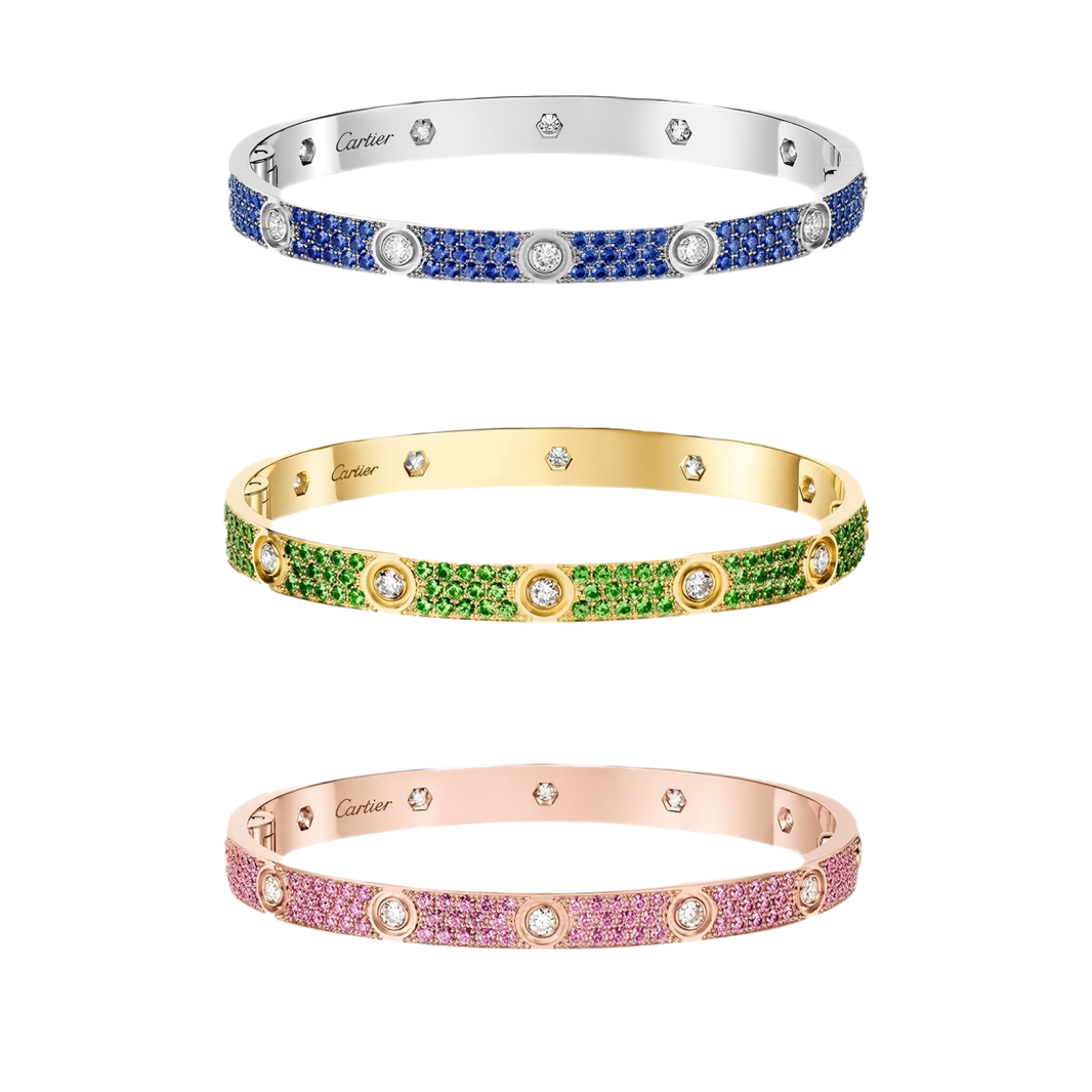[OAK JURI]2026 PAVE GEMSTONE LOVE BRACELET 6.1MM 10 DIAMONDS