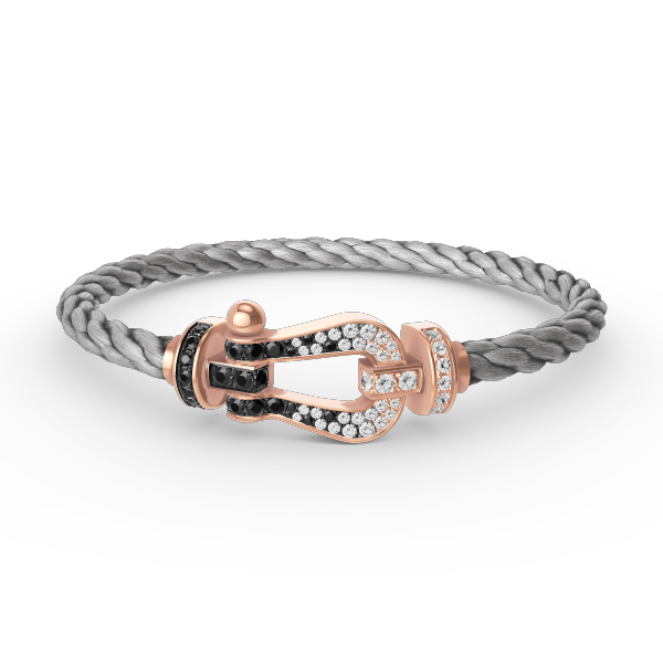 [Luxora]FORCE LARGE HORSESHOE BLACK WHITE DIAMOND BRACELET ROSE GOLD