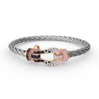 [Luxora]FORCE LARGE HORSESHOE BLACK WHITE DIAMOND BRACELET ROSE GOLD
