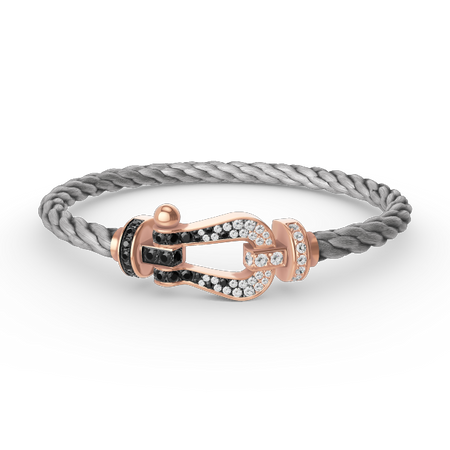 [Luxora] FORCE Großes Hufeisen Schwarz Weiß Diamantarmband Roségold