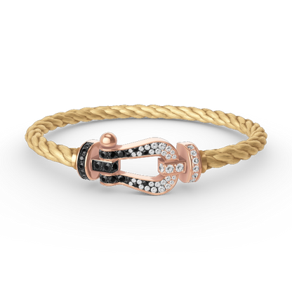 [Luxora] FORCE Großes Hufeisen Schwarz Weiß Diamantarmband Roségold