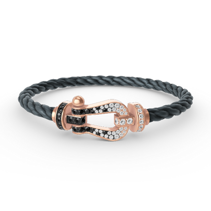 [Luxora] FORCE Großes Hufeisen Schwarz Weiß Diamantarmband Roségold