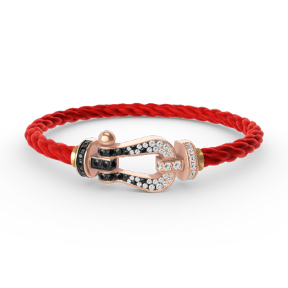 [Luxora] FORCE Großes Hufeisen Schwarz Weiß Diamantarmband Roségold