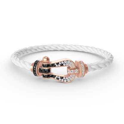 [Luxora] FORCE Großes Hufeisen Schwarz Weiß Diamantarmband Roségold