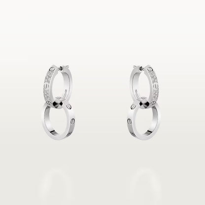 [Luxora]LOVE 3.3MM DANGLE HALF DIAMOND EARRINGS