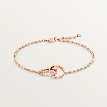 [Luxora]LOVE DOUBLE RING HALF DIAMOND BRACELET