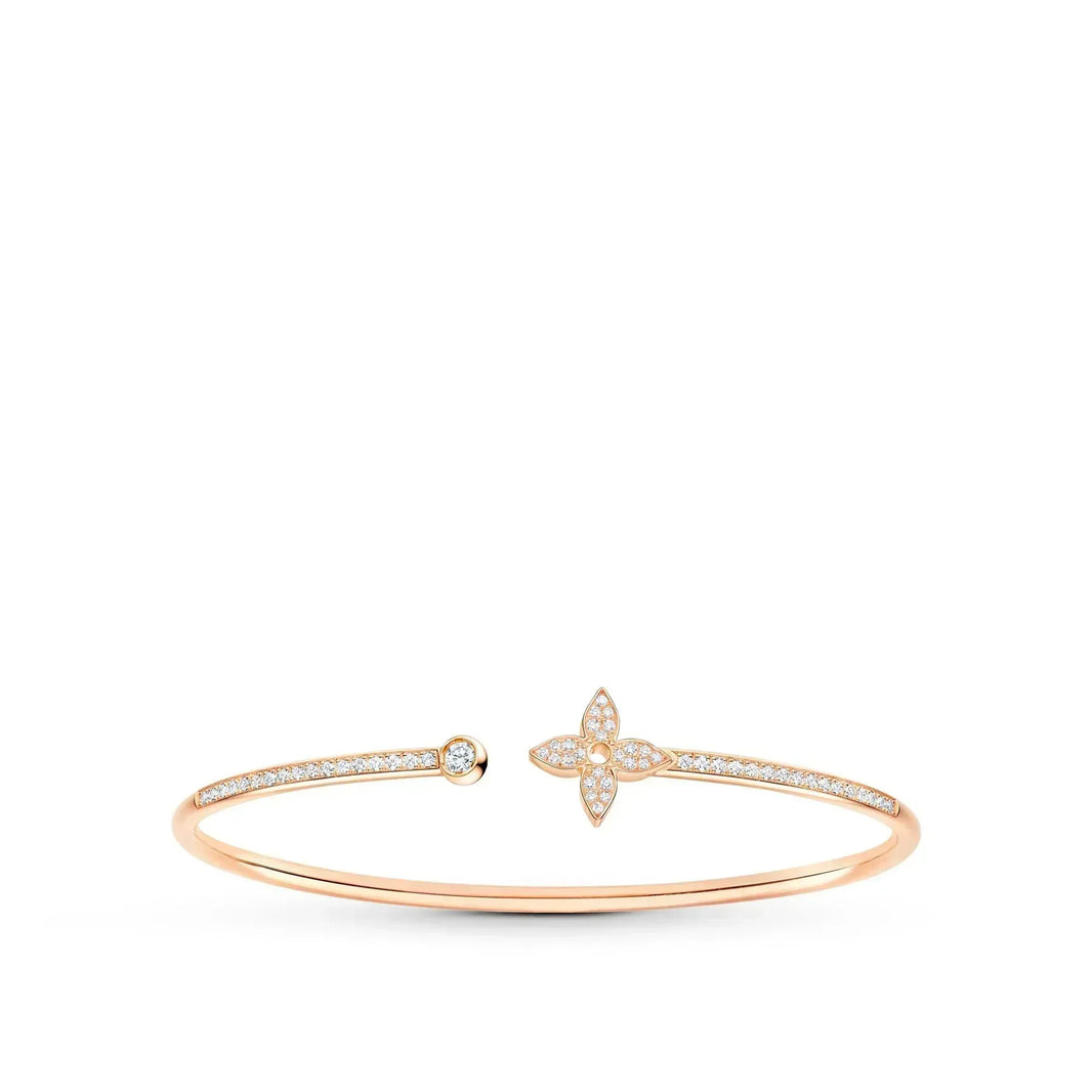 [Luxora]IDYLLE PINK GOLD OPEN BRACELET DIAMOND PAVED