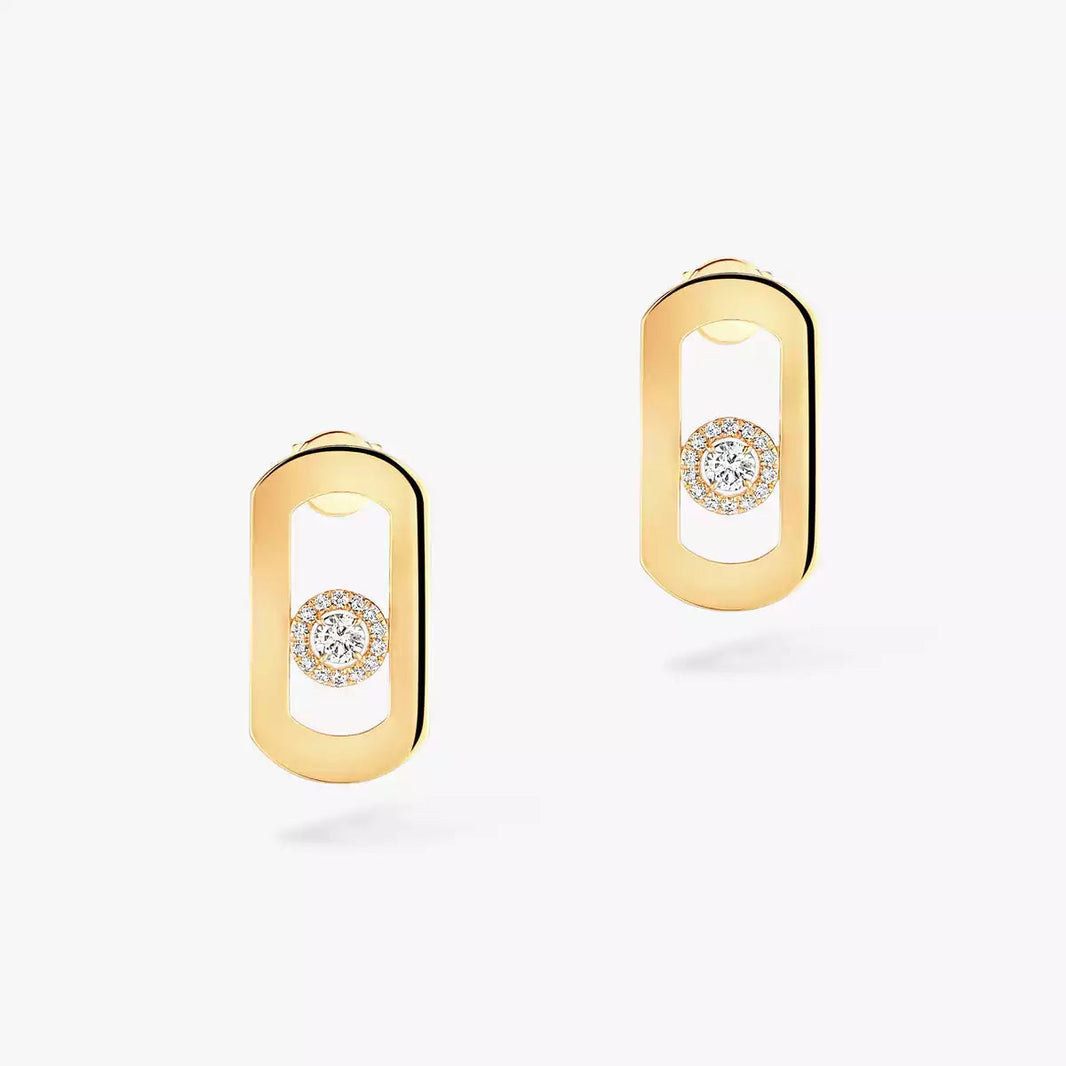 [Loxura]So Move Diamond Earrings in Yellow Gold