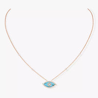 [Loxura]Lucky Eye Diamond Necklace in Rose Gold and Turquoise
