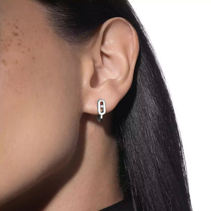 [LUXE]Diamond Mini Hoop Earrings Move Classique