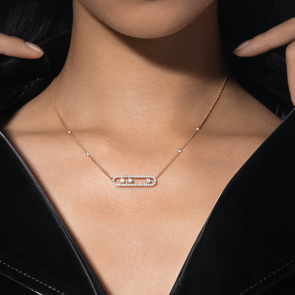 [LUXE] Move Pave_ Rose Gold Diamond Necklace