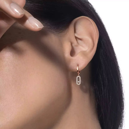 [Loxura]Move Uno Single Diamond Hoop Earring